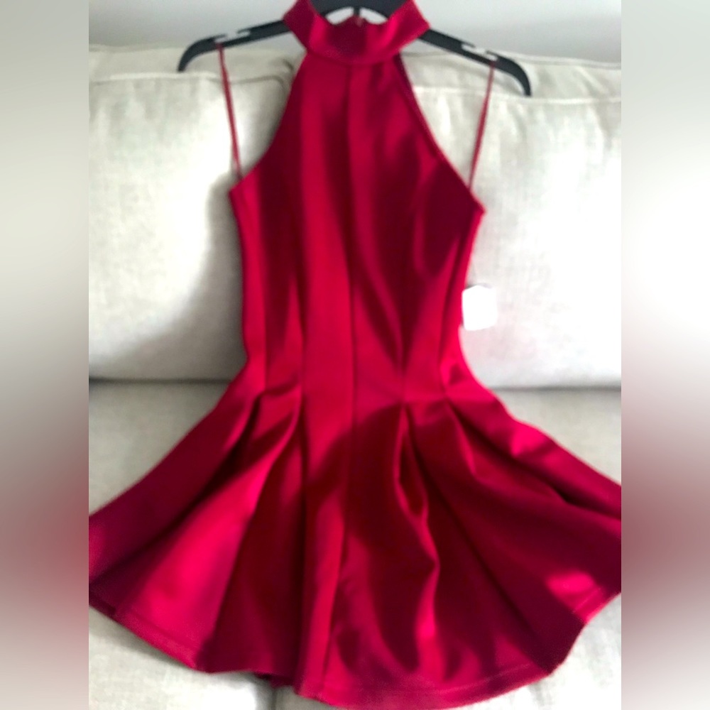 Burgundy. Sleeveless skater dress